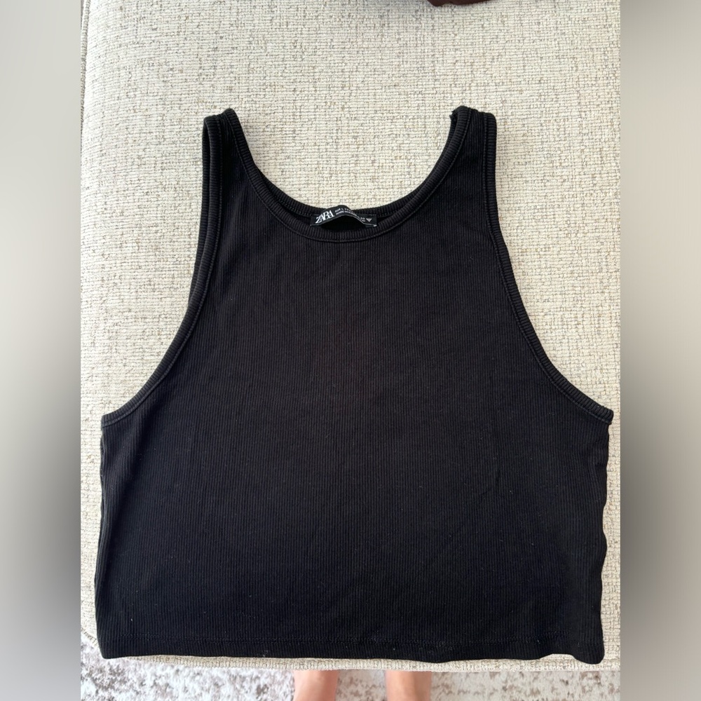Zara Black Ribbed Tank Top
